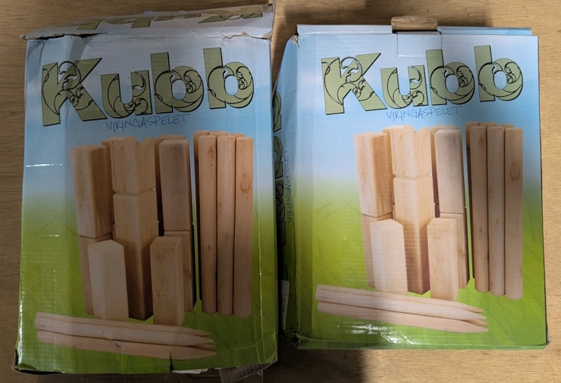 2 New: Kubb Outdoor Game - Boxes Are Damaged But Both Boxes Contain All Pieces