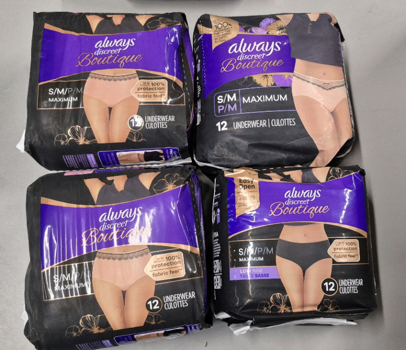 5 New Packs sz Small & Large Always Discreet Underwear