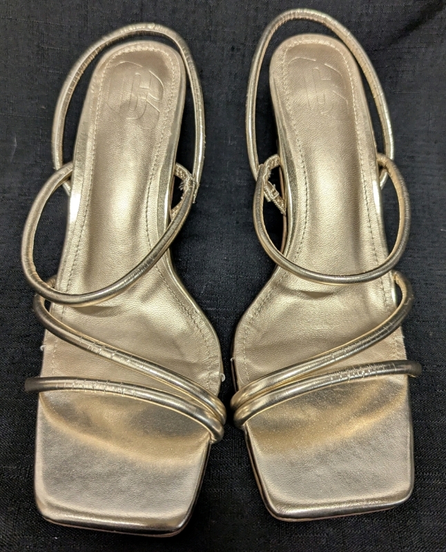 New: Women's Size EU 39 High Heels - Gold Metallic Strappy Wedge Shoes - Approx US 8