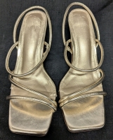 New: Women's Size EU 39 High Heels - Gold Metallic Strappy Wedge Shoes - Approx US 8