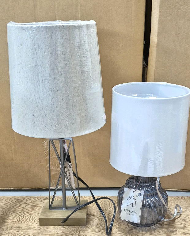 2 New Classic Lighting Table Lamps with Shades 20.5" & 14.5" Tall