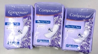 3 New Packs COMPOSURE Flex Feel Pads - Fresh Scent for #5 Heavy Absorbency, Long Length - 39 Pads per Pack
