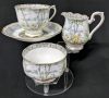ROYAL ALBERT Silver Pine Creamer, Sugar Dish, Saucer & 9 Cups - 3