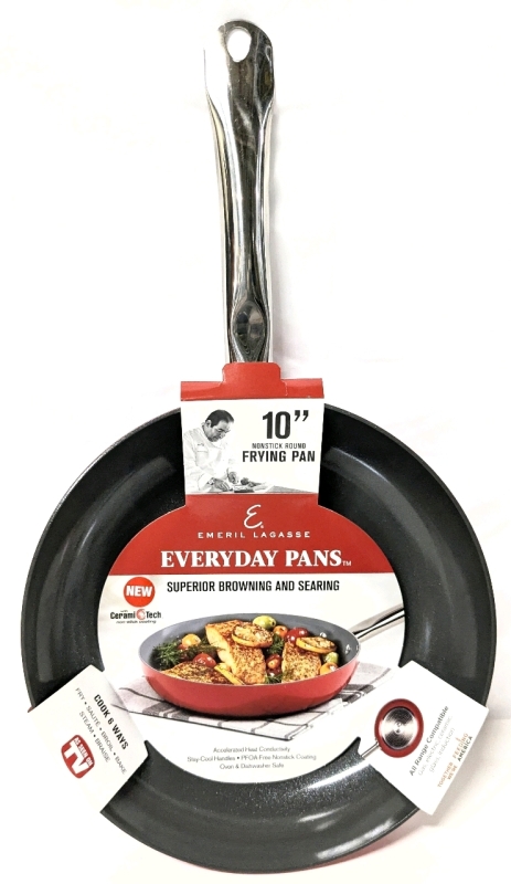 New Emeril Lagasse 10" Nonstick Round Frying Pan with CeramiTech - Oven & Dishwasher Safe - Compatible with All Ranges : Gas, Electric, Ceramic, Glass, Induction