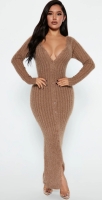New Medium Women's Fashionnova Farrah Fuzzy Sweater Maxi Dress - Mocha. Retails for $73