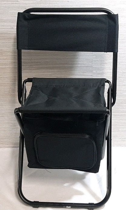 New Black Fold-up Fishing/Lawn Chair with Zip Up Bag Underneath (24" Tall, Seat 10" Wide)