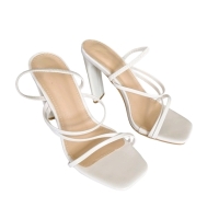 New sz 41 Women's White Strappy Chunky Heeled Sandals
