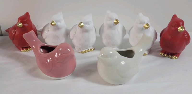 8 New Home Decor Ceramic Birds . Measures 6"&times;5"
