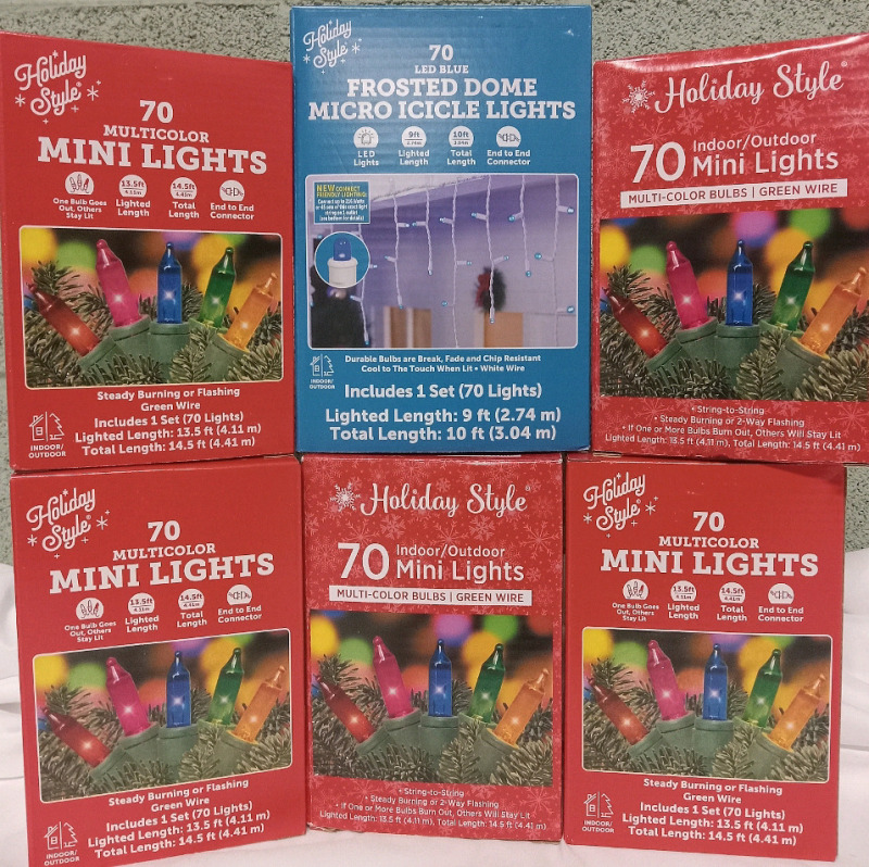 6 New | Holiday Style Multicolor & LED blue Lights | Largest Measures 14.5ft