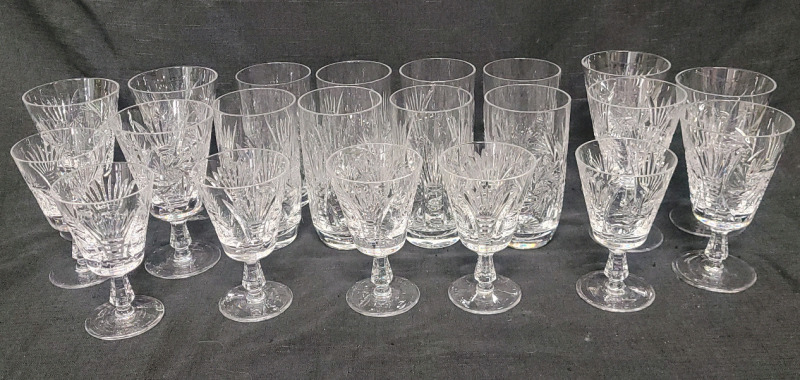 21 Clear Cut Crystal Glasses