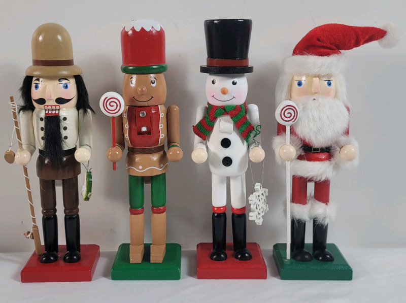 New - 4pc. Home Decor 10" Wooden Holiday Nutcracker Figures .