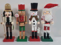 New - 4pc. Home Decor 10" Wooden Holiday Nutcracker Figures .