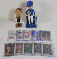 10 NBA Basketball Trading Card Singles & Toronto Basketball and Baseball Bobbleheads