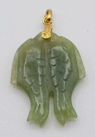 Vintage Hand Carved Jade Fish Pendant .