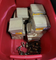 220+ New Ilsco Bronze Ground Rod Clamps . Suitable for Bural in Earth or Concrete . Model # CPH34S . Includes Red Bin w/No Lid