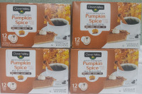 4 New Packs of 12 | Clover Valley Pumpkin Spice Coffee | 50 Keurig K-Cups Total | 9.4g