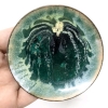 Neat Presumed Copper Patinated Bowl with Attached Bound Tassels + Small Enameled Copper Dish - 3.3" - 6.16" Diameter - 3
