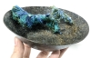 Neat Presumed Copper Patinated Bowl with Attached Bound Tassels + Small Enameled Copper Dish - 3.3" - 6.16" Diameter - 4