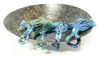 Neat Presumed Copper Patinated Bowl with Attached Bound Tassels + Small Enameled Copper Dish - 3.3" - 6.16" Diameter - 6