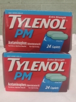 2 New Bottles | Tylenol PM Extra Strength 500mg Acetaminophen | 24 Tablets a Bottle