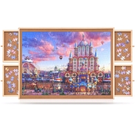 New: Qiqidog 1000 Pieces Puzzle Board with 4 Drawers and Cover, 22"x30" Wooden Jigsaw Puzzle Table - Puzzle Not Included