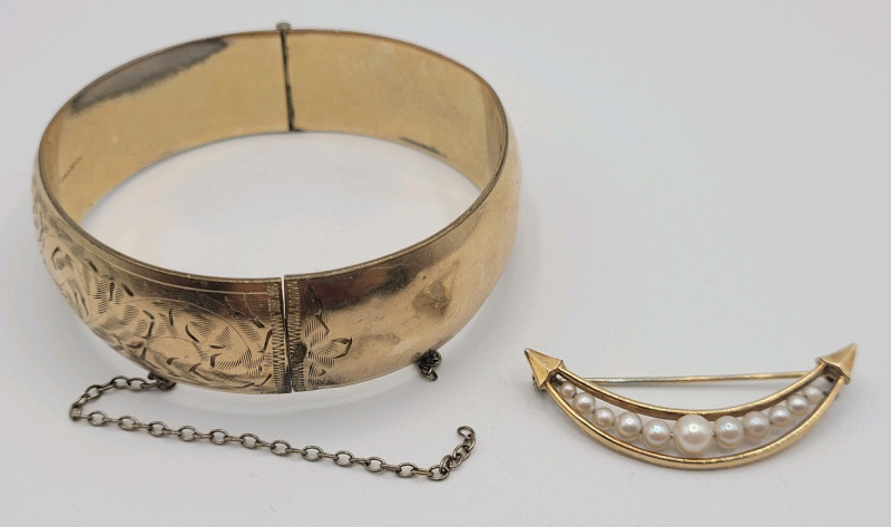 1/20 10K Gold Fill Bracelet & 1/20 12K Gold Fill Pin Brooch .