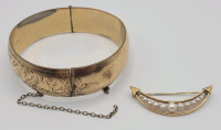 1/20 10K Gold Fill Bracelet & 1/20 12K Gold Fill Pin Brooch .