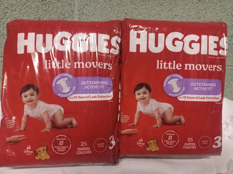 2 New | Size 3 Huggies Little Movers Outstanding Active Fit | 50 Diapers ttl