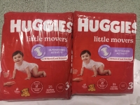 2 New | Size 3 Huggies Little Movers Outstanding Active Fit | 50 Diapers ttl