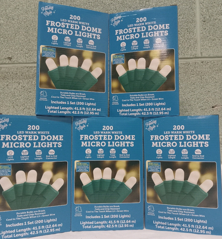 5 New | Holiday Style Frosted Dome Micro Lights | 42.5 Ft ea.