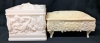 Possibly Antique Celluloid Box with Sapphic Scenes of Women and Mermaids, Small Footed Celluloid Jewelry Box, Intricately Hand Beaded Clutch Purse Made in France - Mermaid Box 3.5" x 3.5" x3.5" - 2