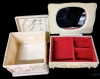 Possibly Antique Celluloid Box with Sapphic Scenes of Women and Mermaids, Small Footed Celluloid Jewelry Box, Intricately Hand Beaded Clutch Purse Made in France - Mermaid Box 3.5" x 3.5" x3.5" - 5