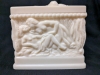 Possibly Antique Celluloid Box with Sapphic Scenes of Women and Mermaids, Small Footed Celluloid Jewelry Box, Intricately Hand Beaded Clutch Purse Made in France - Mermaid Box 3.5" x 3.5" x3.5" - 11