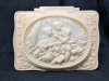 Possibly Antique Celluloid Box with Sapphic Scenes of Women and Mermaids, Small Footed Celluloid Jewelry Box, Intricately Hand Beaded Clutch Purse Made in France - Mermaid Box 3.5" x 3.5" x3.5" - 12