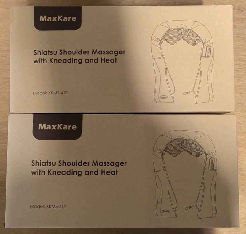 2 As New | Maxkare Shiatsu Shoulder Massager W/ Kneading & Heat | Model# XKMS-412 * Retails $59.99 Each *