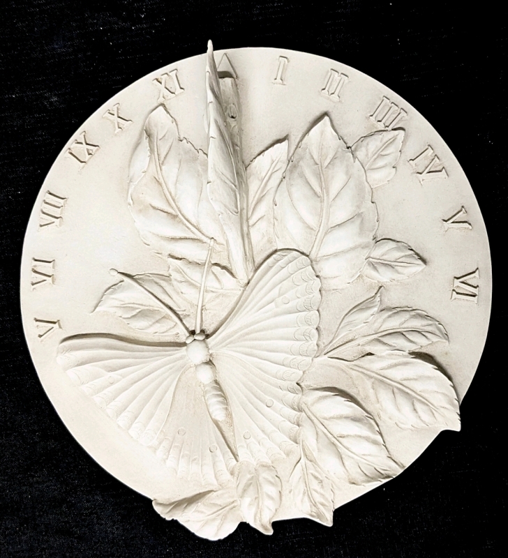 Butterfly Garden-Style Plaster Wall-Hanging Sundial - 11" Diameter