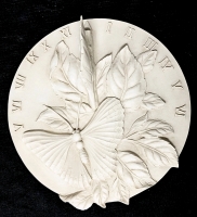 Butterfly Garden-Style Plaster Wall-Hanging Sundial - 11" Diameter