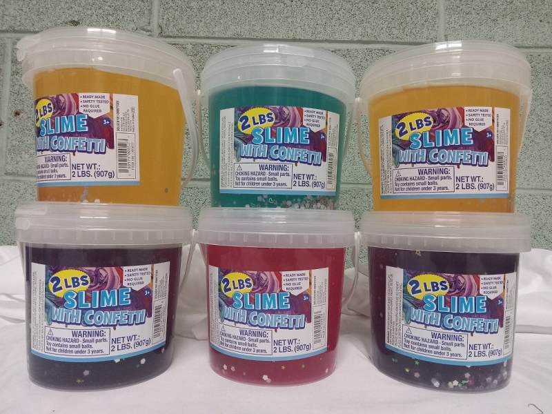 6 New 2lbs Slime Buckets w/ Confetti | Super fun Colors!