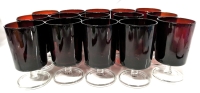 15 Vintage Unsigned Cavalier France Ruby Red Footed Aperitif/Sherry/Port/Liqueur Glasses - 5.25" Tall ea