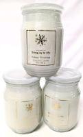 3 New Holiday Greetings 510g Scented Candles in Opaque Glass Vessels