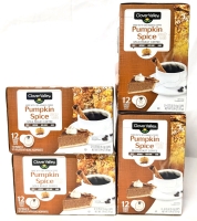 4 New Boxes Clover Valley PUMPKIN SPICE Mild Roast 100% Arabica Coffee - 12 Single Serve 9.4g Cups per Box | BB Nov/2025