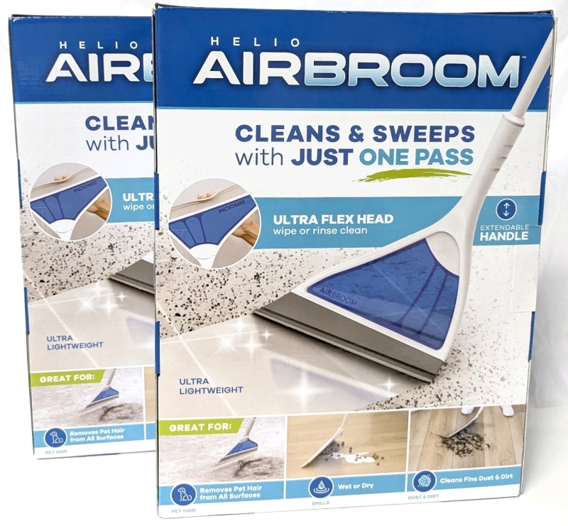 2 New Helio Air Broom All Surface Lightweight Silicone Brooms Squeegee / Pet Hair Remover