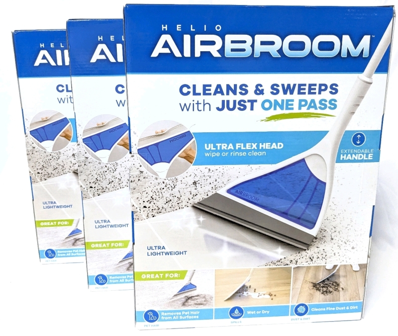 3 New Helio Air Broom All Surface Lightweight Silicone Brooms Squeegee / Pet Hair Remover