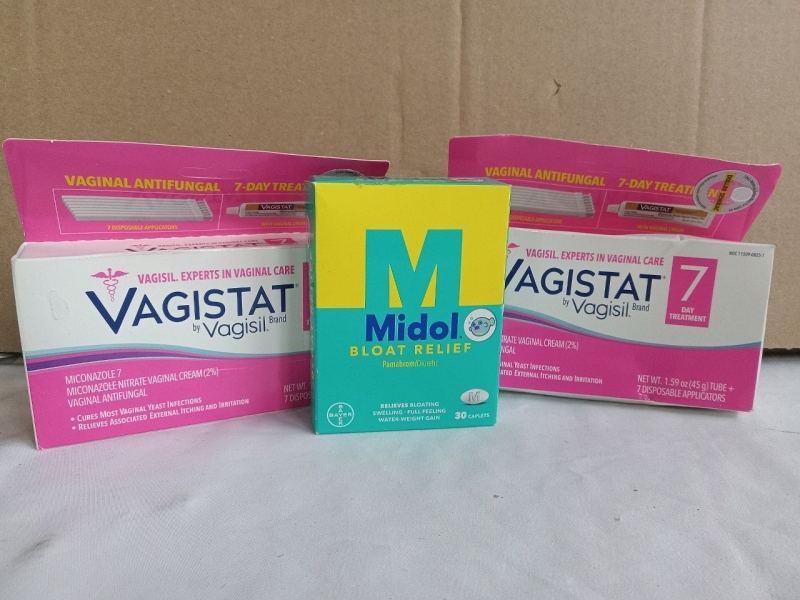 3 New | Ladies Personal Care Products. Vagistat Exp: 11/25. Midol Exp: 05/25.