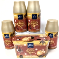 5 New Glade Golden Pumpkin & Spice Products: 4x Automatic Spray Refills (175g ea) + 2-Pack Candles (192g)