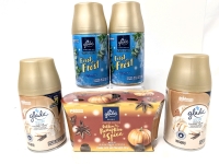 5 New Glade Products : 4x Automatic Spray Refills (Vanilla Caramel Twist & First Frost) &