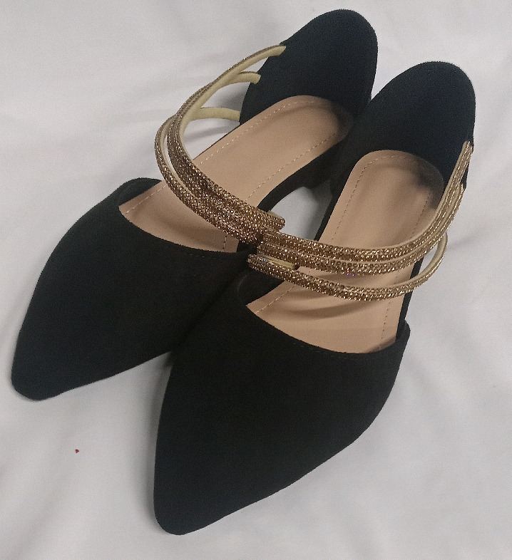New | Women's Size 10 | Pointed Toe Flats w/ Bedazzled Gold Toned Straps
