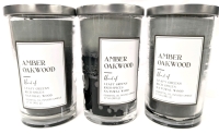 3 New Candles: Amber Oakwood [Leafy Greens. Rich Spices & Natural Wood] 481g in Glass Vessels with Lids