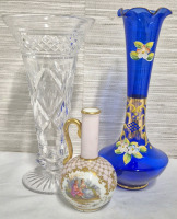 3 Vintage Stunning Vases - Stuart Crystal, Dresden +
