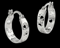 925 Sterling Silver Cat Paw Hoop Earrings Elegant & Simple Design Approximately .75 Inch Drop Stamped